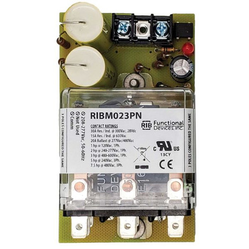 Functional Devices RIBM023PN : 4.00" Track Mount Power Relay, 30 Amp 3PDT, 208-277 Vac Coil