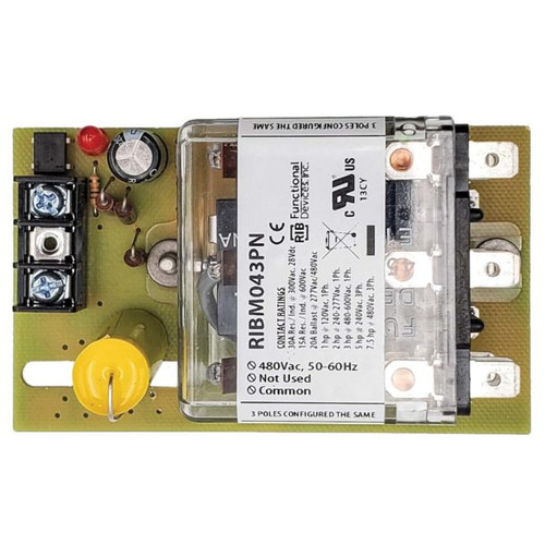 Functional Devices RIBM043PN : 4.00" Track Mount Power Relay, 30 Amp 3PDT, 480 Vac Coil