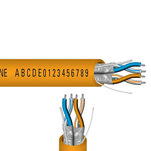 ZOT Wire ZW6936 : 24 AWG 2 Pair Tinned Copper Shielded (BACnet) RS-232, RS-422, RS-485 Low-Capacitance Communication 12.5 pF/Ft. Nom., Instrumentation and Special Application Plenum Cable, Orange Jacket, 1000 Ft. Reel, Made in USA
