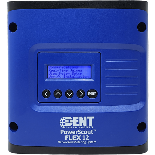 Dent Instruments PS12FX-P-D-N : PowerScout FLEX 12 Multi-Circuit Power Submeter, 12-Channel, BACnet/Modbus, Mounting Plate with Display