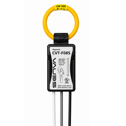 Senva CVT-F08S-L10 : Flexible Split-Core Rogowski CVT, 800A Operating Range, 9-Inch Rope, 10 ft Black Lead, for EM-RS485 & EM-PULSE Meters, Buy American Act & TAA Compliant