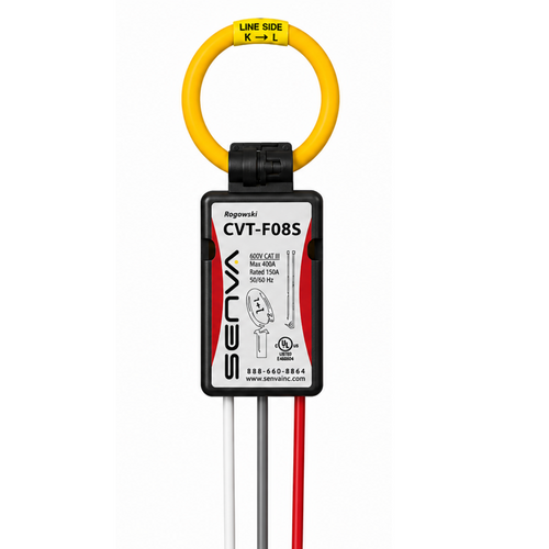 Senva CVT-F08S-L10-C2 : Flexible Split-Core Rogowski CVT, 800A Operating Range, 9-Inch Rope, 10 ft Red Lead, for EM-RS485 & EM-PULSE Meters, Buy American Act & TAA Compliant