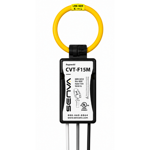 Senva CVT-F15M-L10 : Flexible Split-Core Rogowski CVT, 1500A Operating Range, 15-Inch Rope, 10 ft Black Lead, for EM-RS485 & EM-PULSE Meters, Buy American Act & TAA Compliant