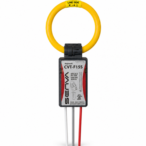 Senva CVT-F15S-L10-C2 : Flexible Split-Core Rogowski CVT, 1500A Operating Range, 9-Inch Rope, 10 ft Red Lead, for EM-RS485 & EM-PULSE Meters, Buy American Act & TAA Compliant