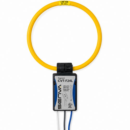 Senva CVT-F24L-L10-C6 : Flexible Split-Core Rogowski CVT, 2400A Operating Range, 24-Inch Rope, 10 ft Blue Lead, for EM-RS485 & EM-PULSE Meters, Buy American Act & TAA Compliant