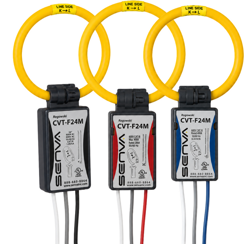 Senva CVT-F24M-3PH : Flexible Split-Core Rogowski CVT, 2400A Operating Range, 15-Inch Rope, 3-Phase Kit (3 Color-Coded CVTs), for EM-RS485 & EM-PULSE Meters, Buy American Act & TAA Compliant