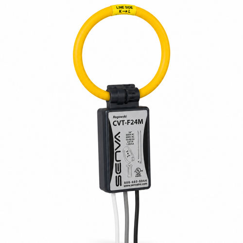 Senva CVT-F24M-L10 : Flexible Split-Core Rogowski CVT, 2400A Operating Range, 15-Inch Rope, 10 ft Black Lead, for EM-RS485 & EM-PULSE Meters, Buy American Act & TAA Compliant