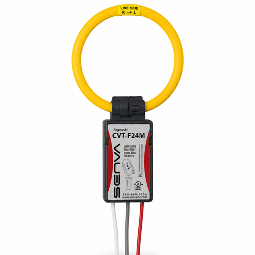 Senva CVT-F24M-L10-C2 : Flexible Split-Core Rogowski CVT, 2400A Operating Range, 15-Inch Rope, 10 ft Red Lead, for EM-RS485 & EM-PULSE Meters, Buy American Act & TAA Compliant