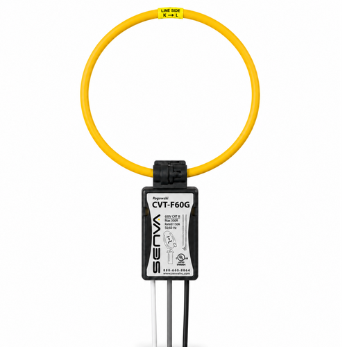 Senva CVT-F60G-L10 : Flexible Split-Core Rogowski CVT, 6000A Operating Range, 36-Inch Rope, 10 ft Black Lead, for EM-RS485 & EM-PULSE Meters, Buy American Act & TAA Compliant