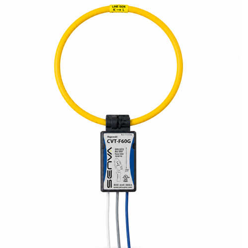 Senva CVT-F60G-L10-C6 : Flexible Split-Core Rogowski CVT, 6000A Operating Range, 36-Inch Rope, 10 ft Blue Lead, for EM-RS485 & EM-PULSE Meters, Buy American Act & TAA Compliant
