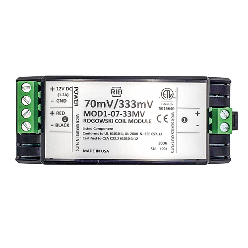 Functional Devices MOD1-07-33MV : Rogowski Coil CT Integrator, 1-Phase, 70 mV to 333 mV, DIN Rail Mount