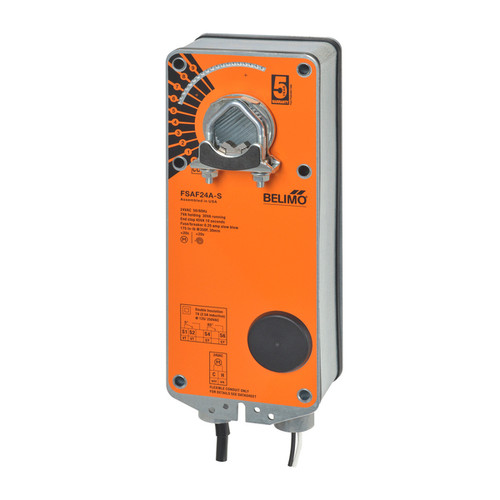Belimo FSAF24A-S.1 : Fire & Smoke Damper Actuator, 60-Pack Bulk Case — 180 in-lb [20 Nm], 24VAC/DC, On/Off Control, Spring-Return Fail-Safe, w/ 2x SPST Aux Switch, UL555/UL555S
