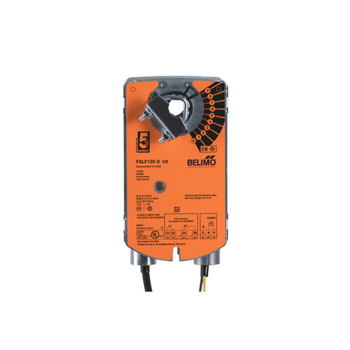 Belimo FSLF120-S.1 US : Fire & Smoke Damper Actuator, 135-Pack Bulk Case — 30 in-lb [4 Nm], 120VAC, On/Off Control, Spring-Return Fail-Safe, w/ 2x SPST Aux Switch, UL555/UL555S
