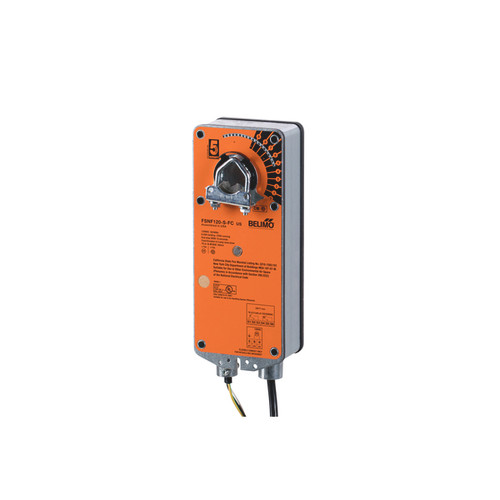 Belimo FSNF120-S-FC.1 US : Fire & Smoke Damper Actuator, 60-Pack Bulk Case — 70 in-lb [8 Nm], 120VAC, On/Off Control, Spring-Return Fail-Safe, w/ 2x SPST Aux Switch, 3/8" Flex Connector, UL555/UL555S