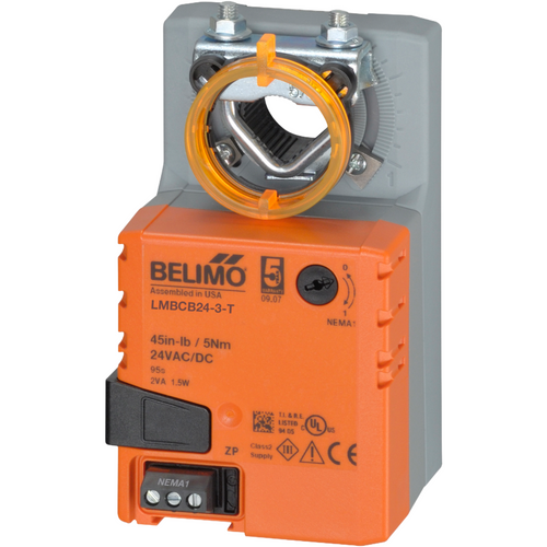 Belimo LMCB24-3-T : Non Spring Return (Non Fail-Safe) Damper Actuator, 45 in-lb Torque, 24VAC/DC, On/Off, Floating Point Control Signal, 35-Second Run Time, Terminal Strip, 5-Year Warranty