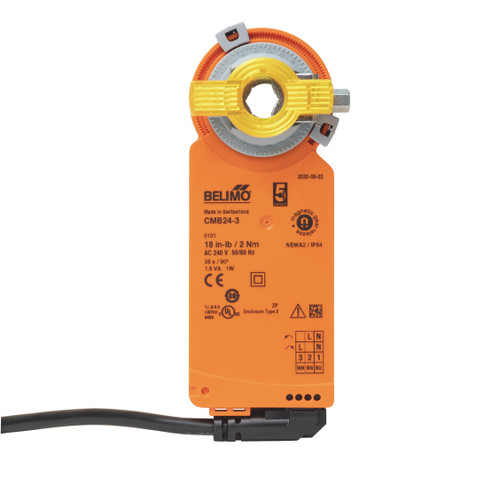 Belimo CMB24-3.1 : Non Spring Return (Non Fail-Safe) Damper Actuator, 18 in-lb Torque, 24VAC/DC, On/Off, Floating Point Control Signal, Multipack of 20 (20 pcs.), 5-Year Warranty