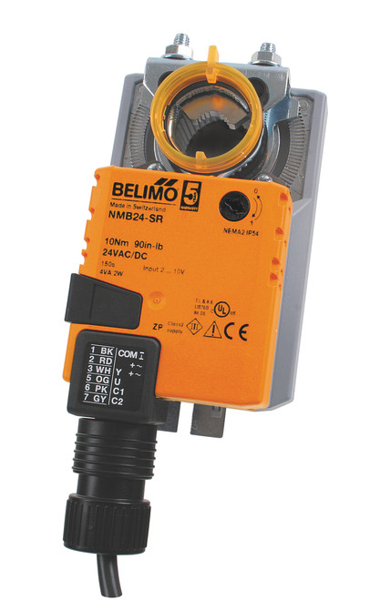 Belimo NMCB24-SR : Non Spring Return (Non Fail-Safe) Damper Actuator, 90 in-lb Torque, 24VAC/DC, Modulating 2-10VDC Control Signal, 45s Fast Run Time, 5-Year Warranty