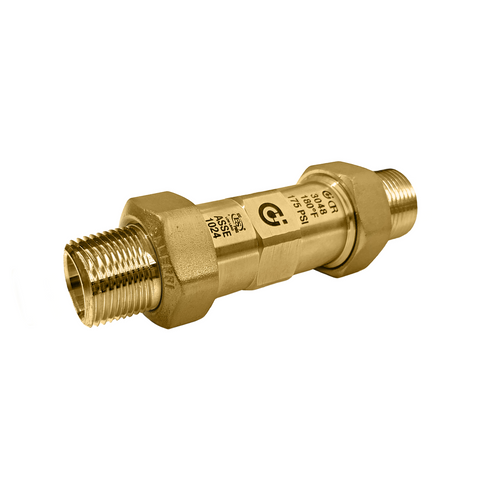 Caleffi 304840A : FlowShield® DuC Dual Check Backflow Preventer, 1/2" NPT Male Union, ASSE 1024, Lead-Free