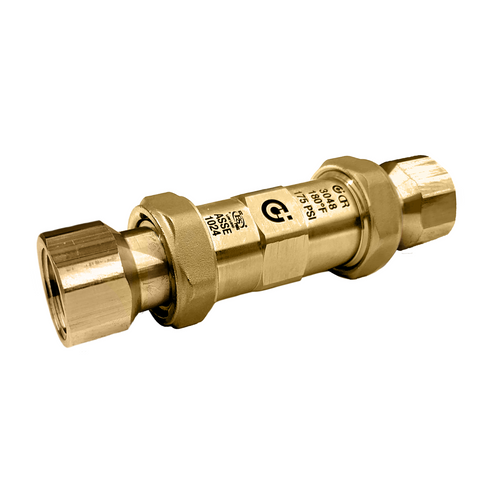 Caleffi 304843A : FlowShield® DuC Dual Check Backflow Preventer, 1/2" NPT Female Union, ASSE 1024, Lead-Free