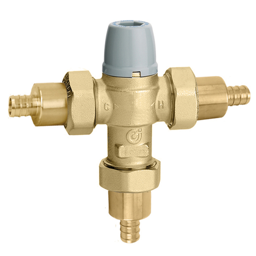 Caleffi 521347A 002 : TubMixer 3-Way Thermostatic Mixing Valve 1/2" PEX Crimp w/ Temp Gauge