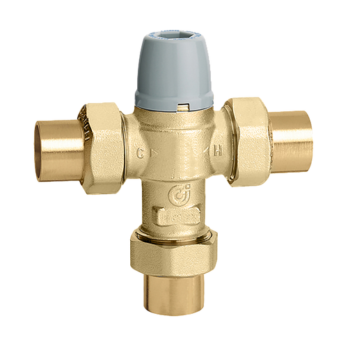 Caleffi 521369A 002 : TubMixer 3-Way Thermostatic Mixing Valve 1" Sweat w/ Temp Gauge