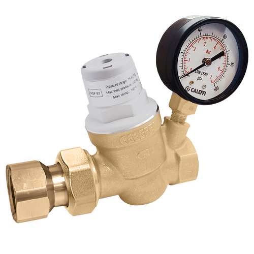 Caleffi 533341HA : PresCal Compact Pressure Reducing Valve 1/2" NPT w/ Gauge