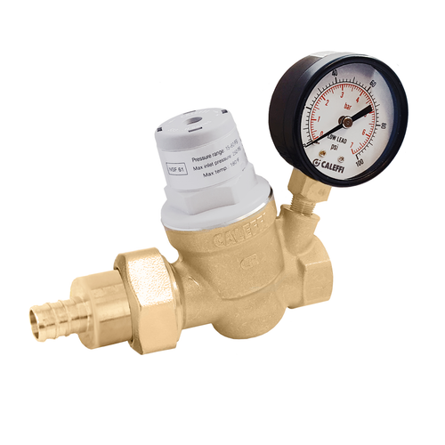 Caleffi 533851HA : PresCal Compact Pressure Reducing Valve 3/4" PEX Expansion w/ Gauge