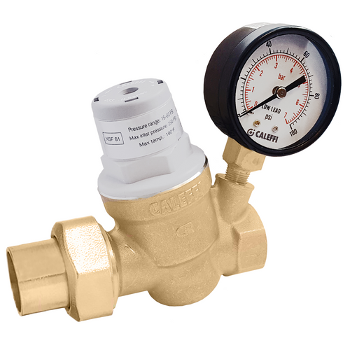 Caleffi 533941HA : PresCal Compact Pressure Reducing Valve 1/2" Sweat w/ Gauge