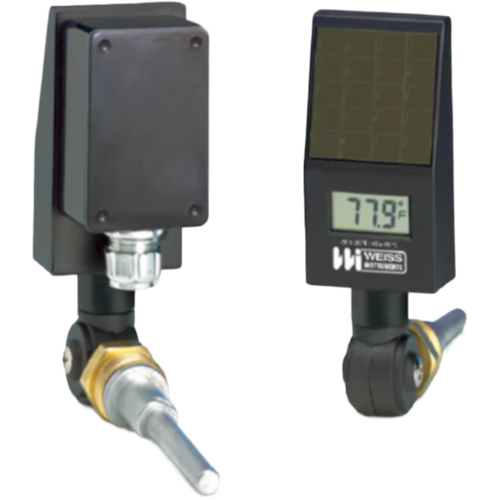 Miljoco-Weiss DVUT35 : Vari-Angle Self-Indicating Temperature Transmitter, 3-1/2 in. Stem, -50 to 300°F / -45 to 150°C, 4-20 mA Output, Light Powered LCD