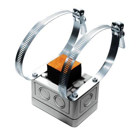ACI A/CP-S10-4X-NIST : Strap-On Temperature Sensor, 10K Type II Thermistor, 2" (50mm) to 10" (250mm) Pipe Size, NEMA 4X Enclosure, NIS Certificate