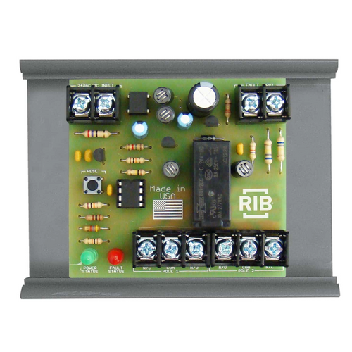 Functional Devices RIBMNLB-1 : General Purpose Latching Logic Circuit, One Latching/Fault Input, One Relay Output, 24 Vac/dc Power Input, 2.75" Track Mount