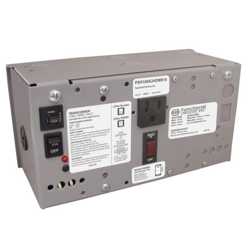 Functional Devices PSH100A24DWB10 : Power Supply, 100 VA, 120 to 24 Vac and Switching 120 to 24 Vdc at 2.5 Amp, Metal Enclosure