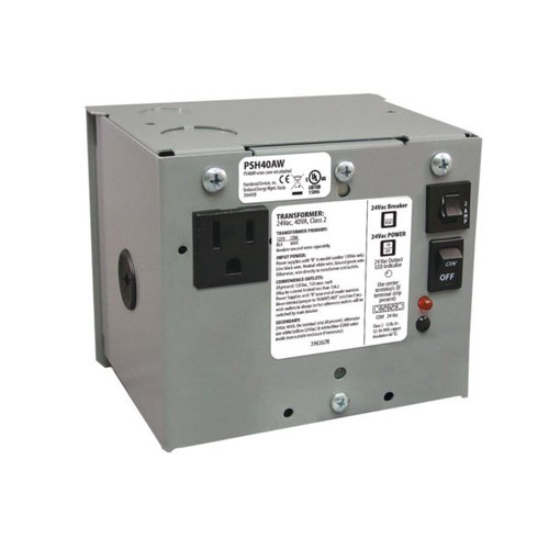 Functional Devices PSH40AW : Single 40 VA Power Supply, 120 Vac to 24 Vac, UL Class 2, Secondary Wires, Metal Enclosure