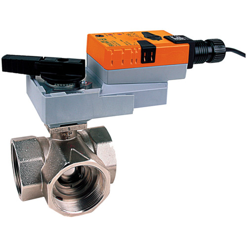Belimo B340L+ARB24-3 : 3-Way 1-1/2" Characterized Control Valve (CCV), Cv Rating 57+ Non Fail-Safe Actuator, 24VAC/DC, On/Off, Floating Point Control Signal,  5-Year Warranty