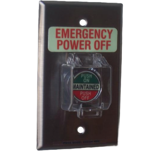 Pilla WPSCP2 Emergency Power-Off : Wall Plate Operator Station, Clear Padlockable Raise Lid, Red Maintained Round Push Button (PUSH ON-PUSH OFF), "Emergency Power-Off", NEMA 1 (Indoor) Rated, Fits 1-3 Contact Blocks, UL Listed