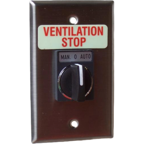 Pilla WPSP3SL Ventilation Stop : Wall Plate Operator Station, Three Position Selector Switch, Momentary Both Positions, Short Lever, "Ventilation Stop", NEMA 1 (Indoor) Rated, Fits 1-3 Contact Blocks, UL Listed