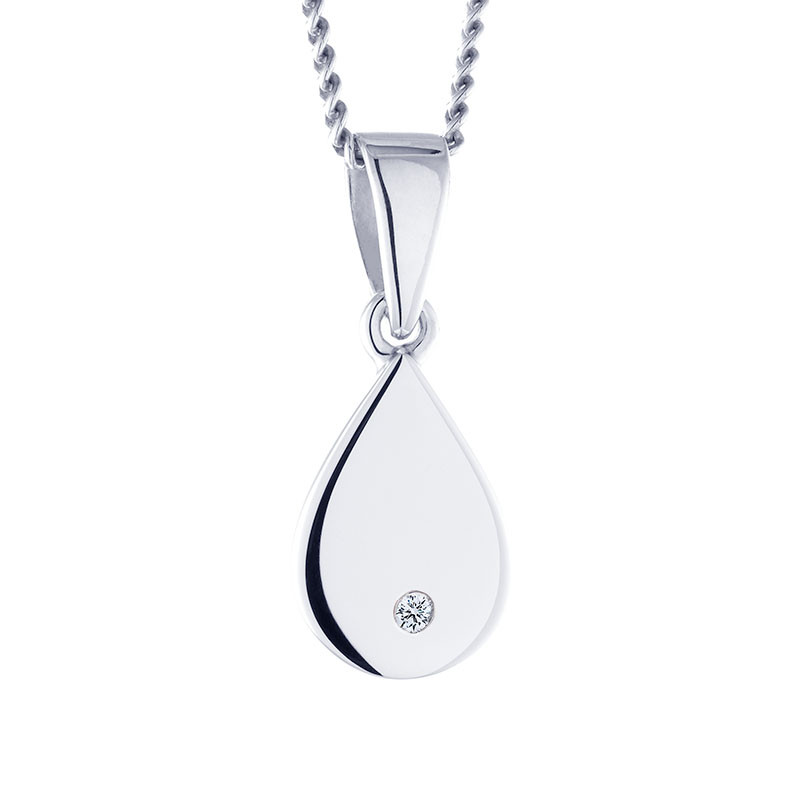 Diamond Secrets Tear Drop Pendant Silver, Rose Gold Platinum
