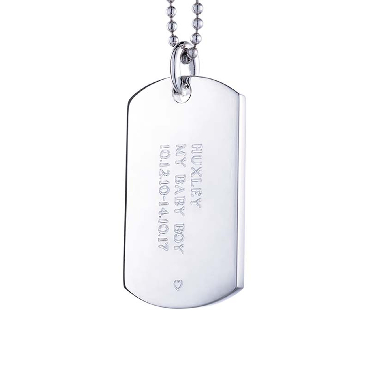 Dog Tag Sterling Silver Necklace for Ashes