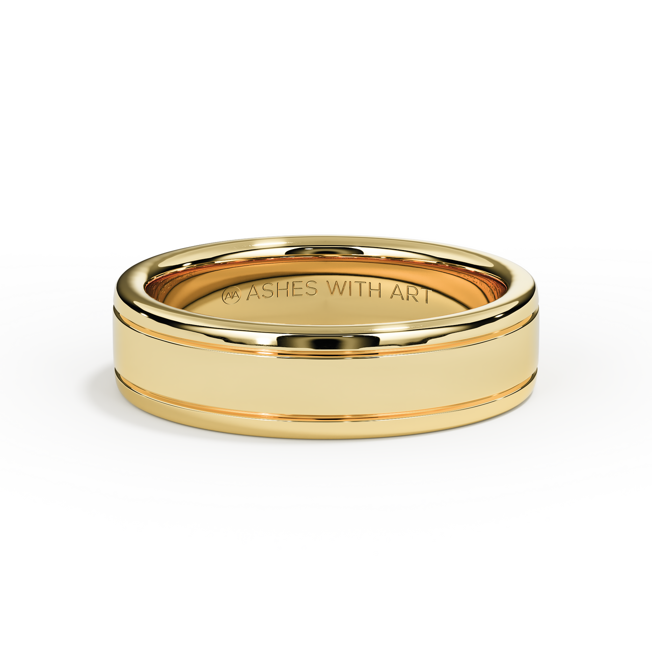 Double Line Court Shaped Memorial Ashes Ring