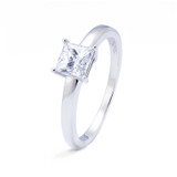 Princess cut square diamond ring in silver