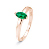 rose gold ashes or hair ring with marquise cut emerald