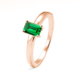rose gold memorial ring with ashes or hair emerald gemstone