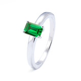 Emerald cut emerald gemstone silver ashes ring