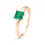 rose gold memorial ring with princess cut emerald gemstone