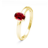 yellow gold memorial ring with oval cut ruby