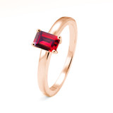 rose gold ashes ring with ruby emerald cut gemstone