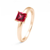 ashes square princess cut ruby in rose gold ring