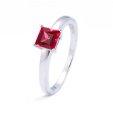 white gold ashes memorial ring with square princess cut ruby