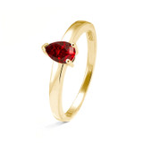 yellow ring for ashes or hair with pear shaped ruby