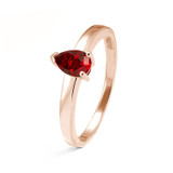 rose gold memorial ring with pear cut ruby